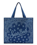 Sac de plage en denim avec imprimé bandana et logo