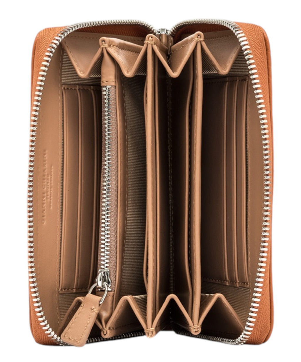 Gianni Chiarini Portefeuille Zip en Cuir Grain Maxi