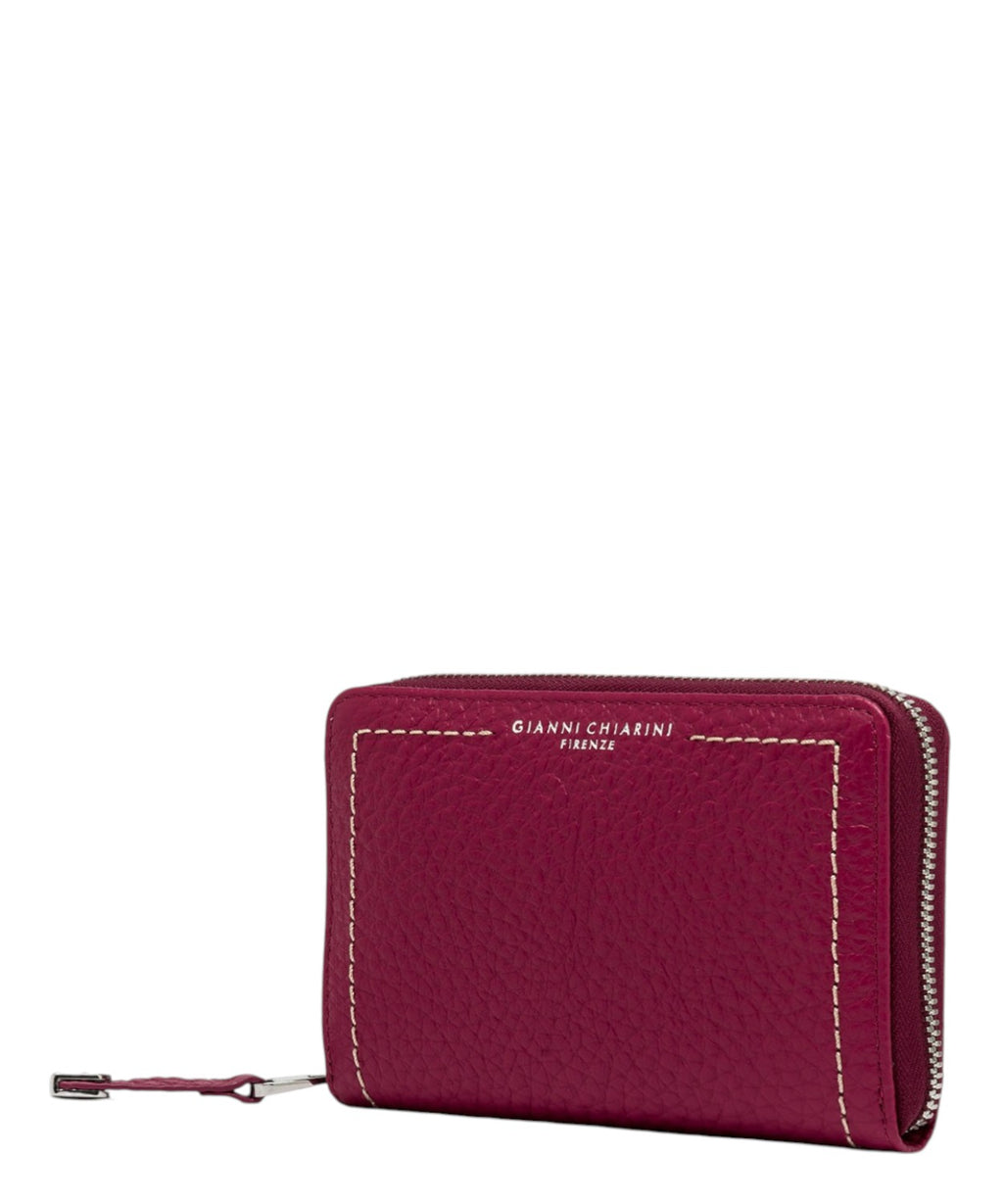Portefeuille Gianni Chiarini avec zip en cuir grain maxi