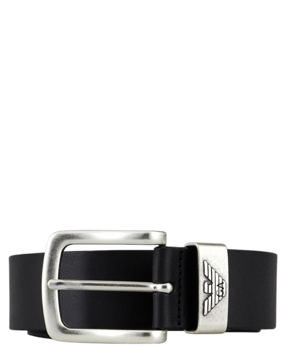 Cintura Uomo in Pelle con Fibbia Logata-Emporio Armani-Cinture-Vittorio Citro Boutique