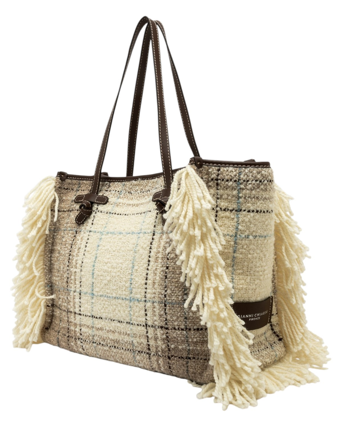 Shopping Bag Marcella effetto plaid con frange-Gianni Chiarini-Borse a spalla-Vittorio Citro Boutique