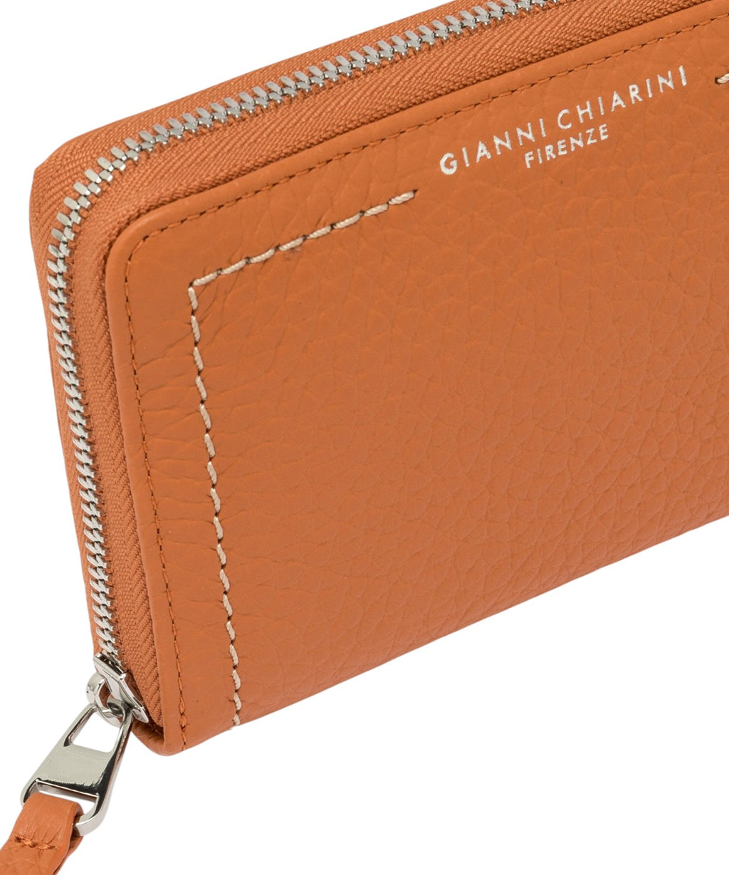 Gianni Chiarini Portefeuille Zip en Cuir Grain Maxi