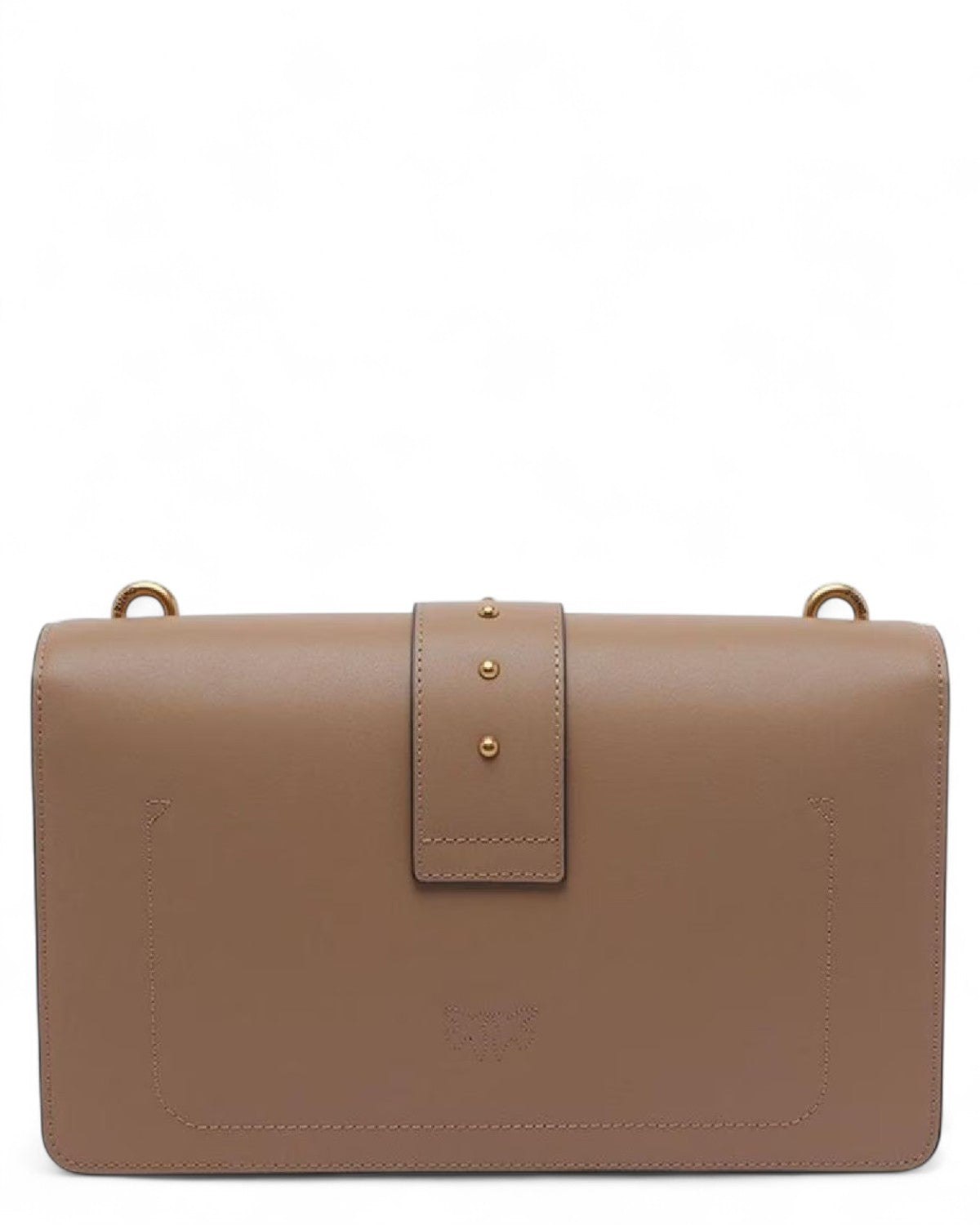 Retro della Borsa Love Bag Simply Pelle con Fibbia Love Birds, design minimal in pelle beige con dettagli raffinati e cuciture tono su tono.