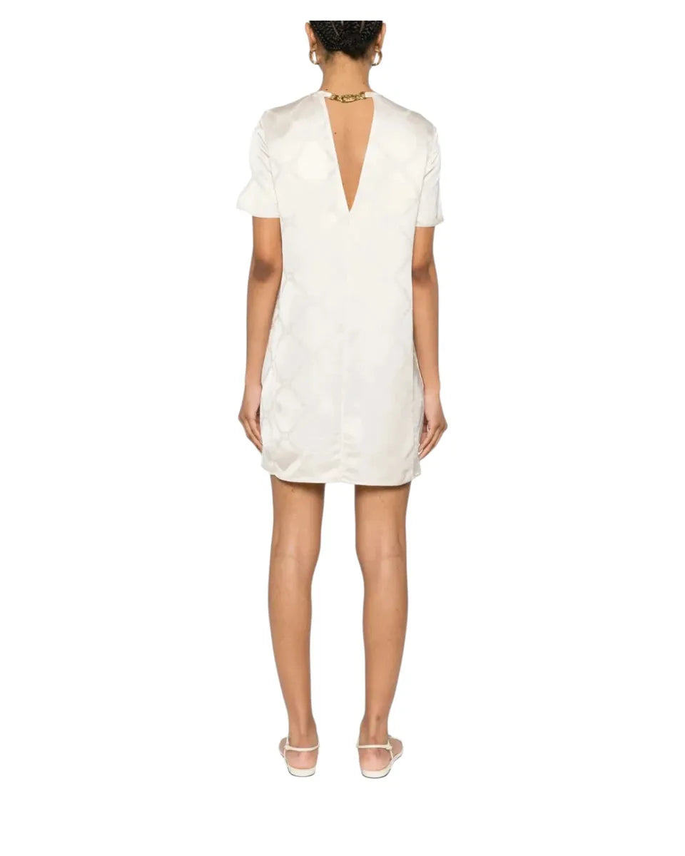 Abito corto beige con placca logo e maniche corte-Twinset-Abiti-Vittorio Citro Boutique