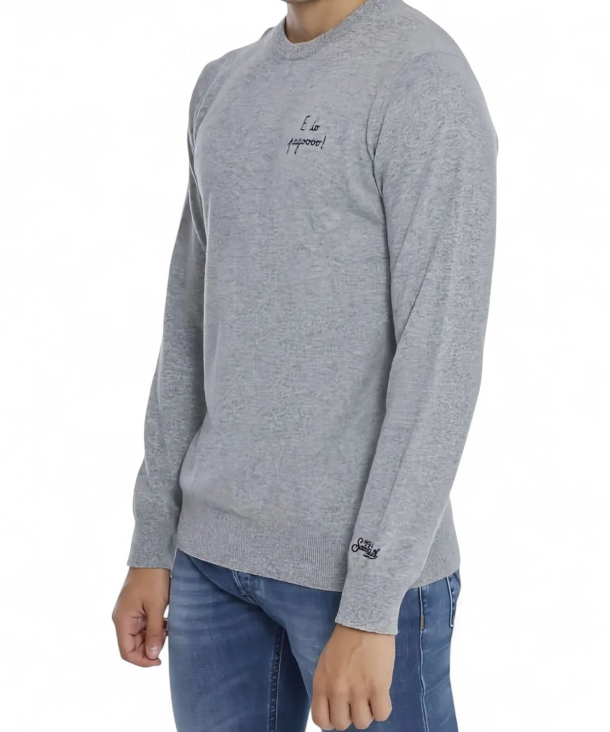 Maglione Heron Light con ricamo "E io pagoo..."-Mc2 Saint Barth-Maglieria-Vittorio Citro Boutique