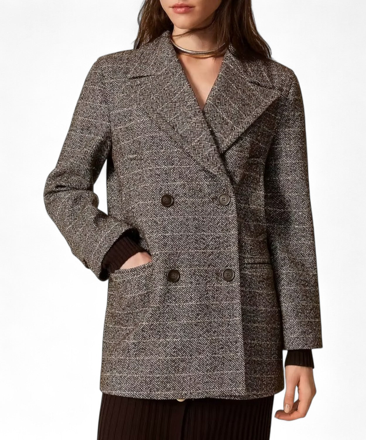 Cappotto Caban Doppiopetto in Misto Lana e Lurex-Twinset-Cappotti-Vittorio Citro Boutique