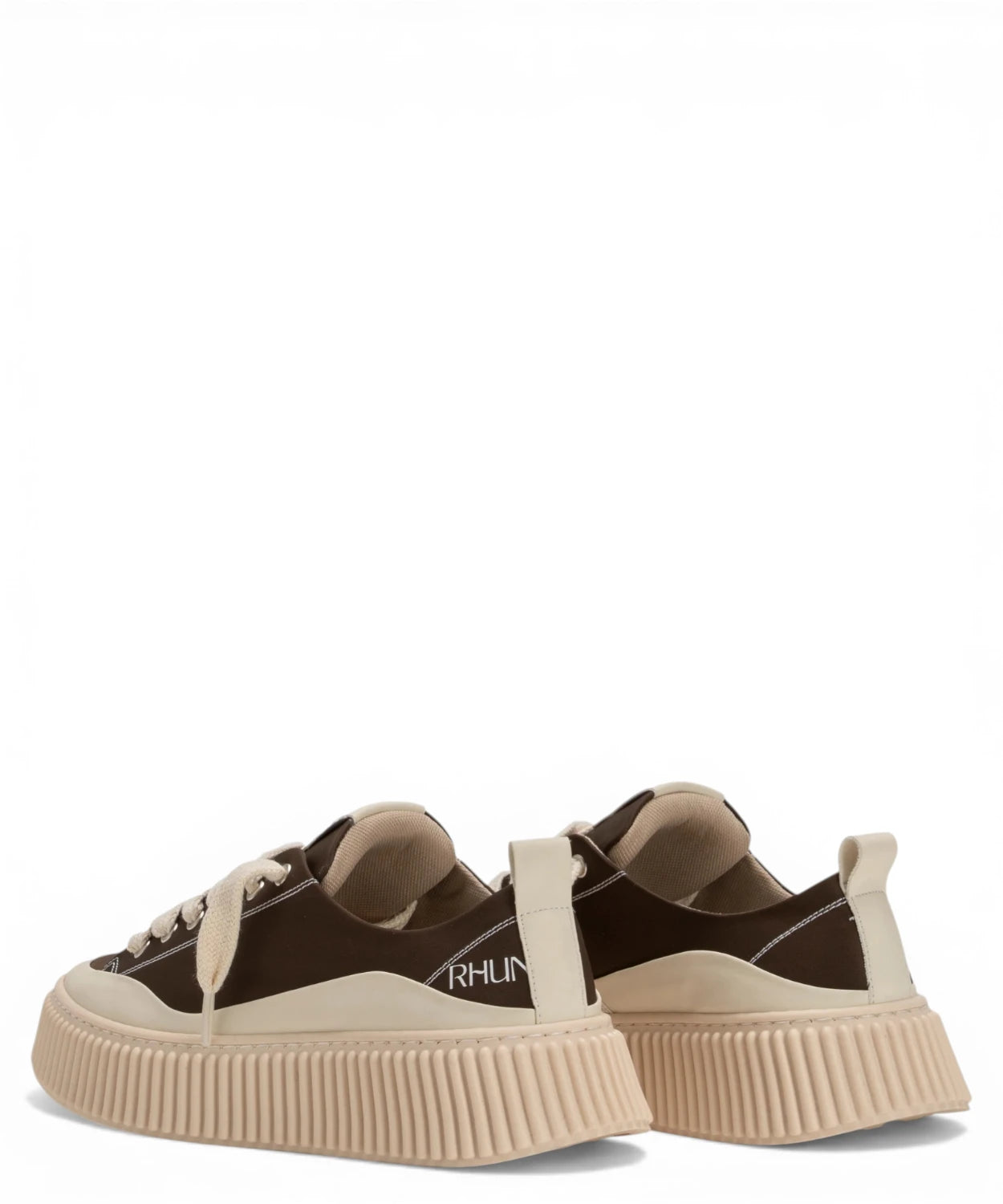 RHUN Sneakers Treble Brown Canvas con Suola Voluminosa