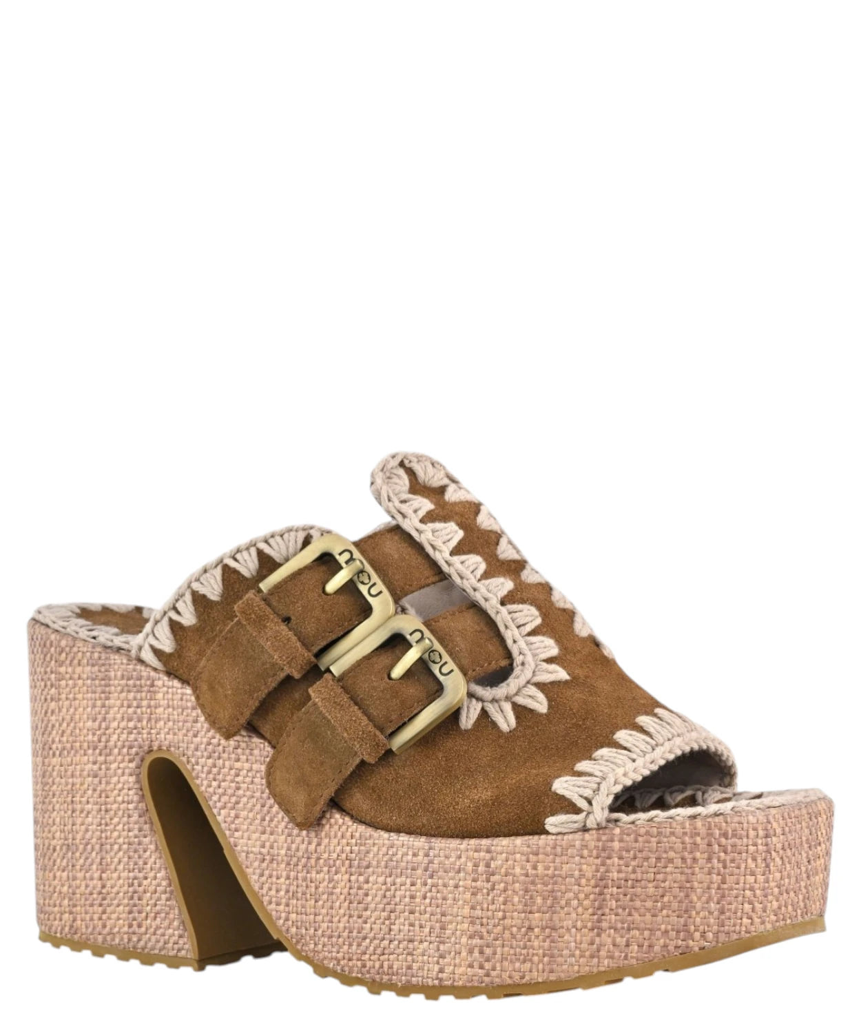 Mou Raffia Platform Sandali Two buckles