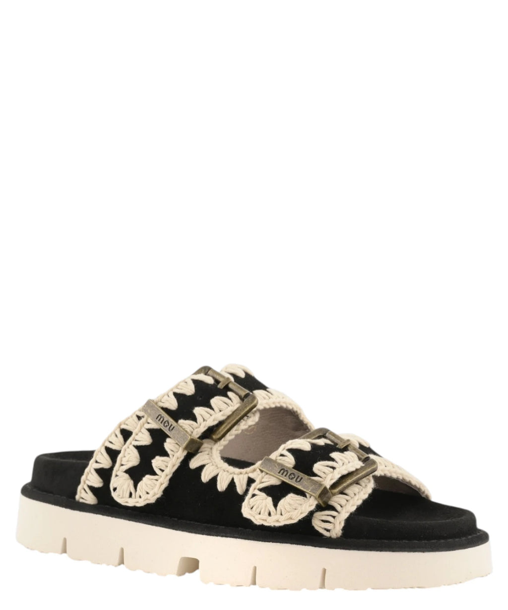 Sandales Mou Bio Deux Boucles en Cuir Velours