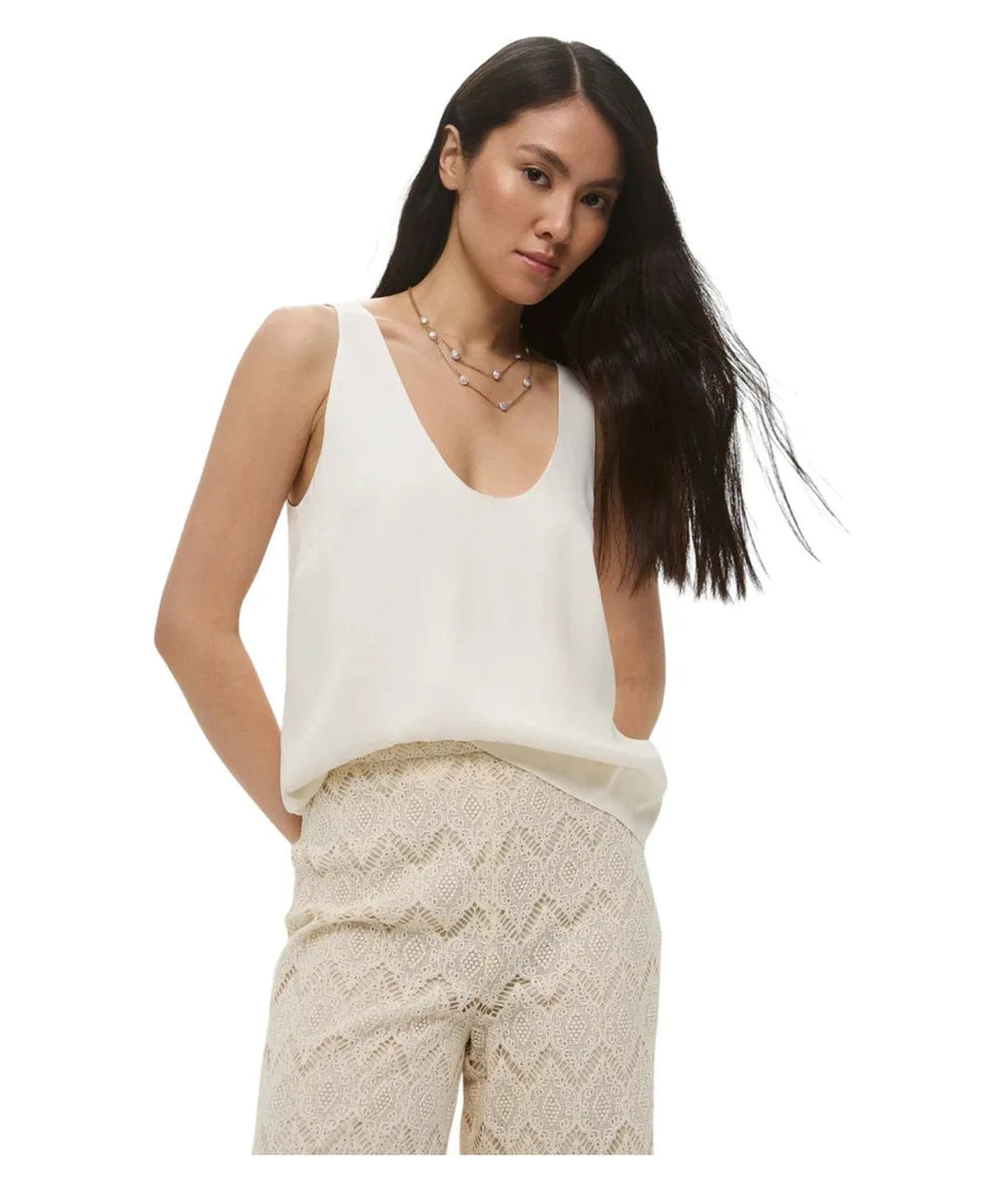 Top in raso lucido con collo tondo-Top-Twinset-Vittorio Citro Boutique