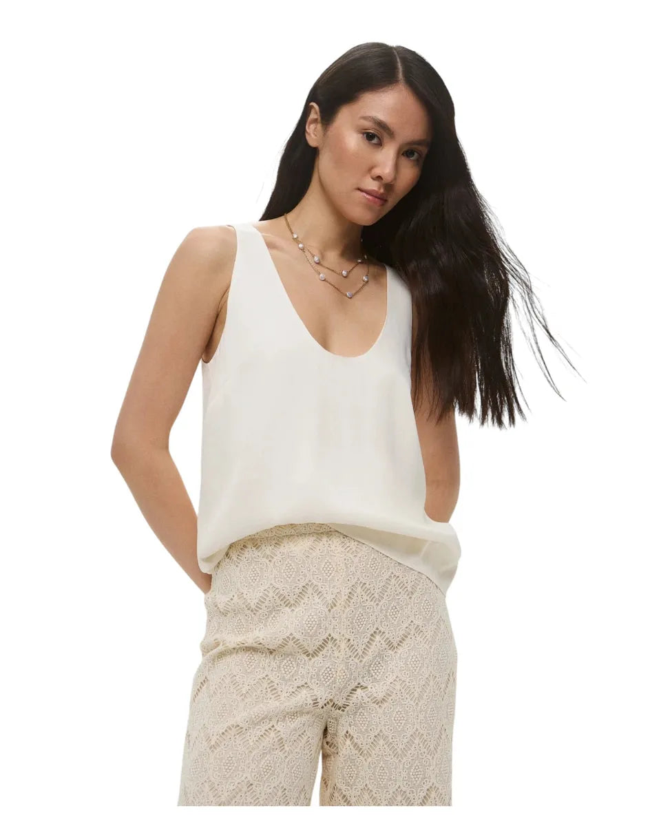 Top in raso lucido con collo tondo-Top-Twinset-Vittorio Citro Boutique