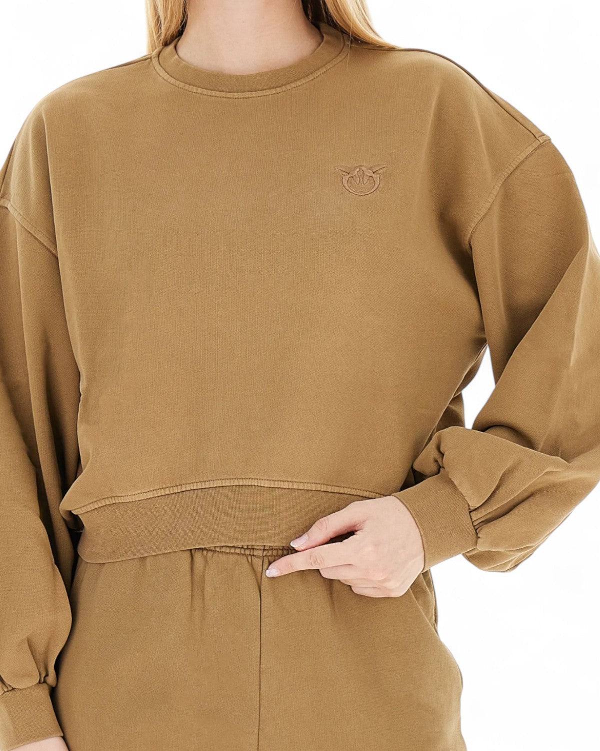 Felpa in Cotone con Ricamo Love Birds-Pinko-Maglieria-Vittorio Citro Boutique