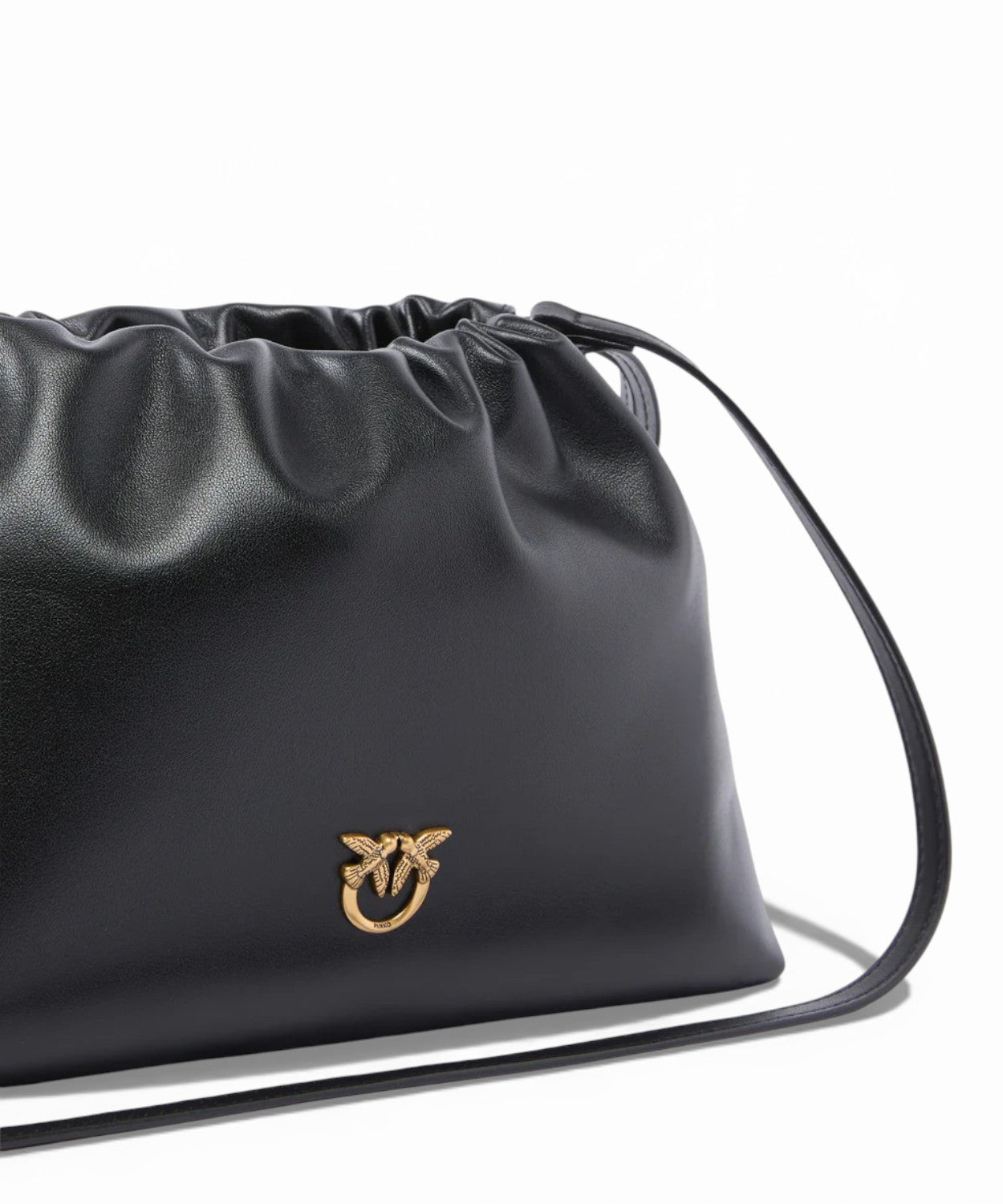 PINKO Mini Borsa con Coulisse in Pelle Logo Love Birds