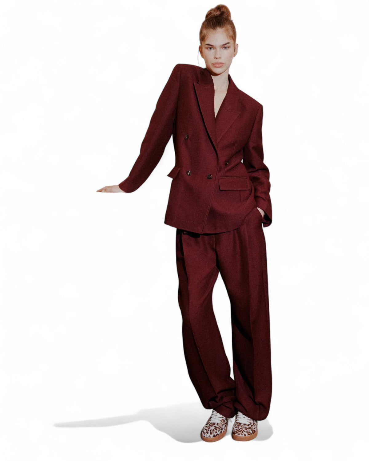 Pantalone a gamba larga in sablé con pince-Marella-Pantaloni-Vittorio Citro Boutique