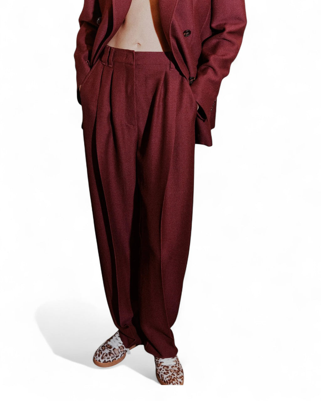 Pantalone a gamba larga in sablé con pince-Marella-Pantaloni-Vittorio Citro Boutique