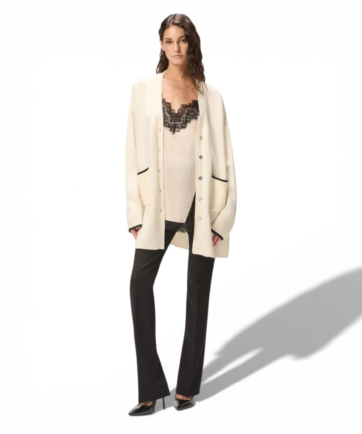PINKO Cardigan Lungo Misto Cashmere con Scollo a V