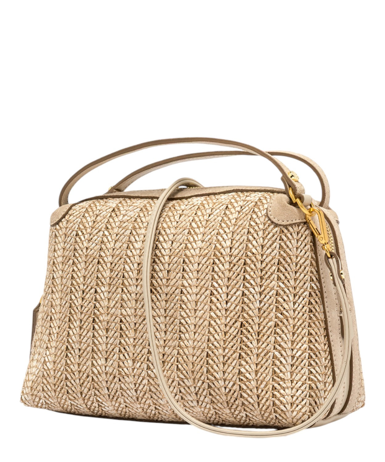 Borsa Alifa in paglia intrecciata e pelle