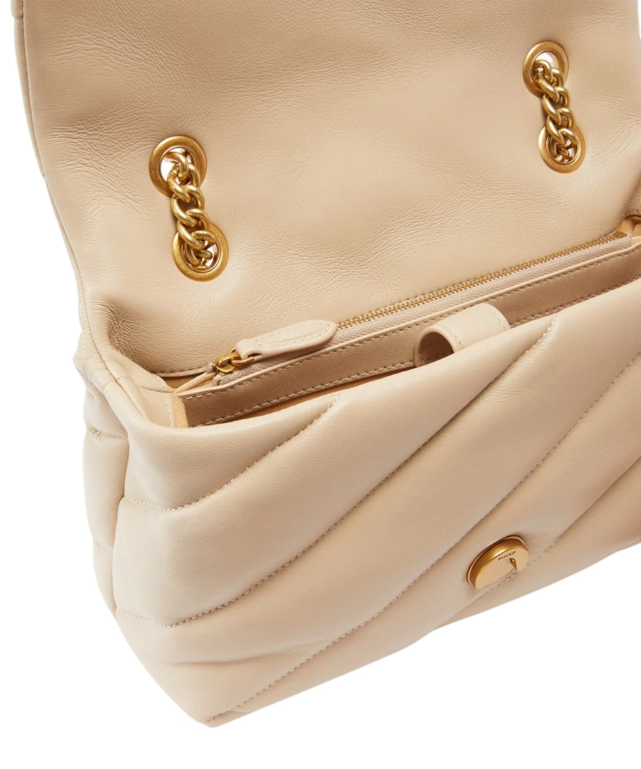 Borsa a Spalla Pelle Nera con Catena e Fibbia Iconica