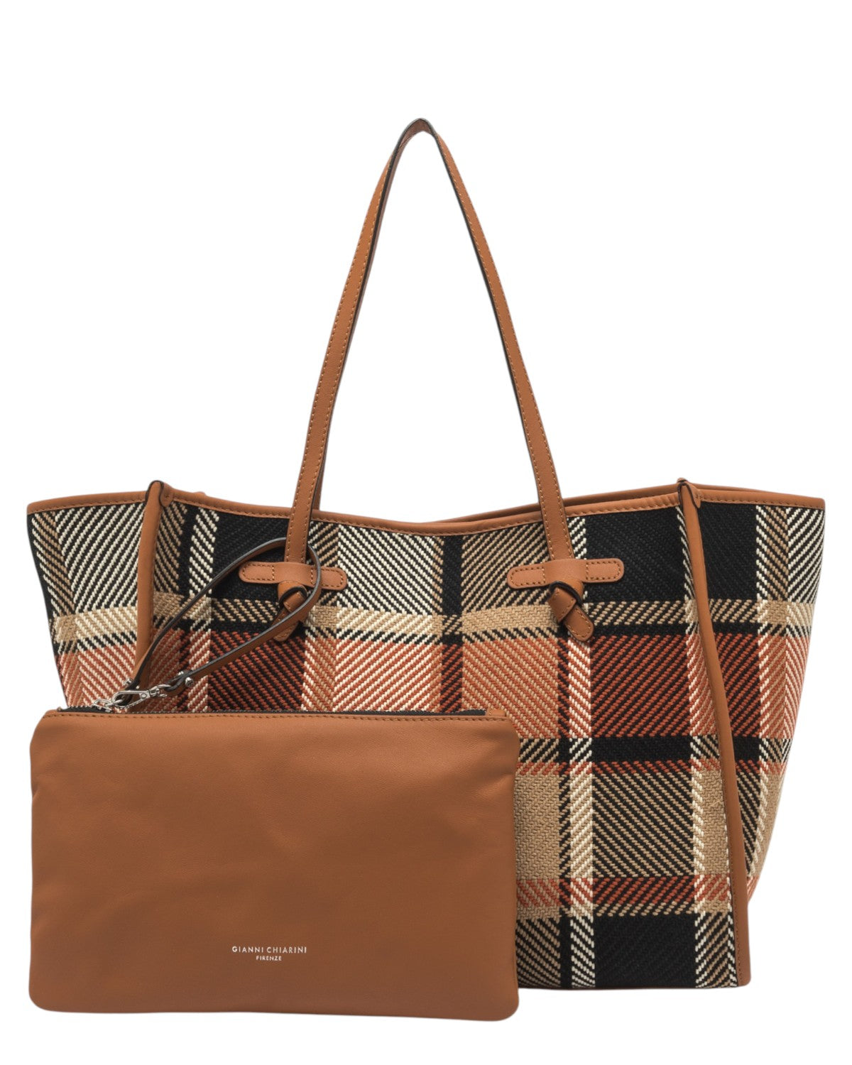 Shopping bag in tessuto tartan-Gianni Chiarini-Borse a spalla-Vittorio Citro Boutique
