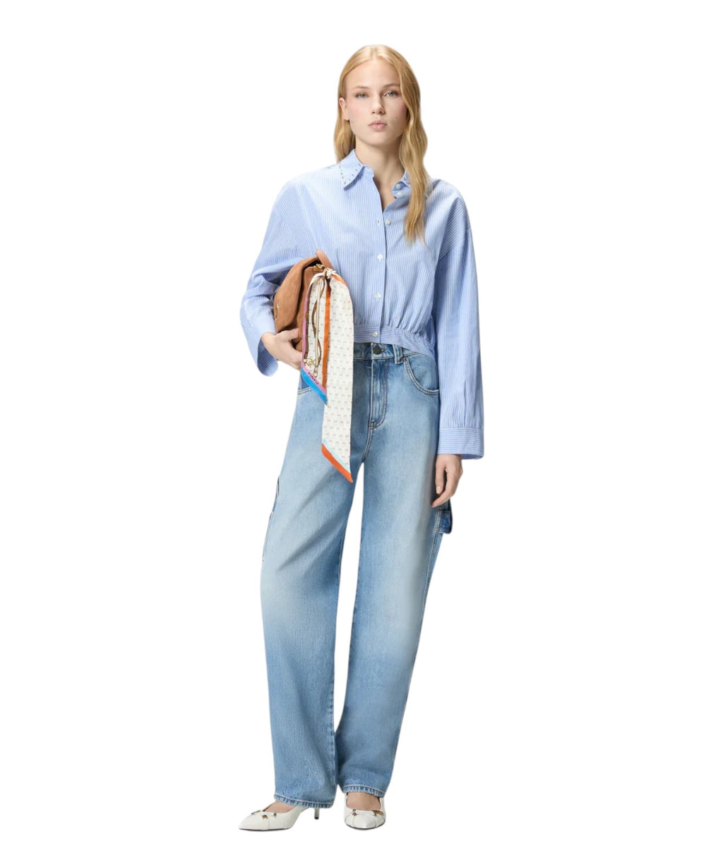 Chemise Cropped PINKO Charita à Rayures