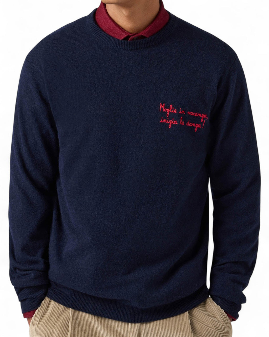 Maglione con ricamo “Moglie in vacanza inizia la danza”-Mc2 Saint Barth-Maglieria-Vittorio Citro Boutique