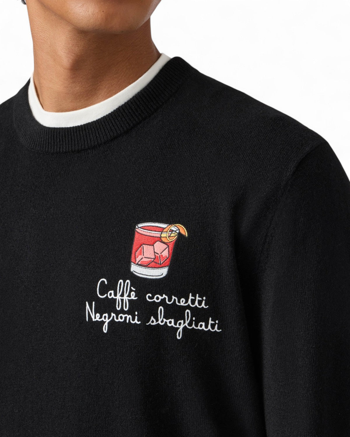 Maglione in misto cashmere con ricamo “Caffè Corretti Negroni Sbagliati”-Mc2 Saint Barth-Maglieria-Vittorio Citro Boutique