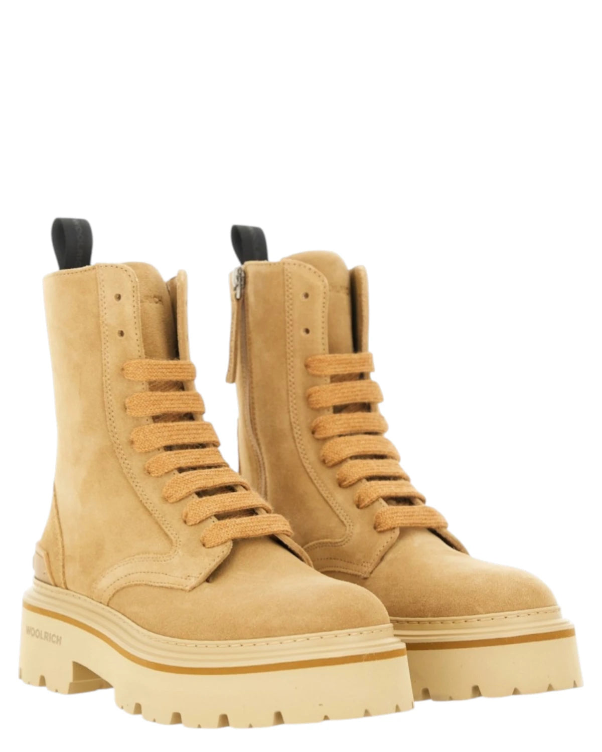 Woolrich Stivaletti Donna in Camoscio con Zip Laterale e Suola in Gomma