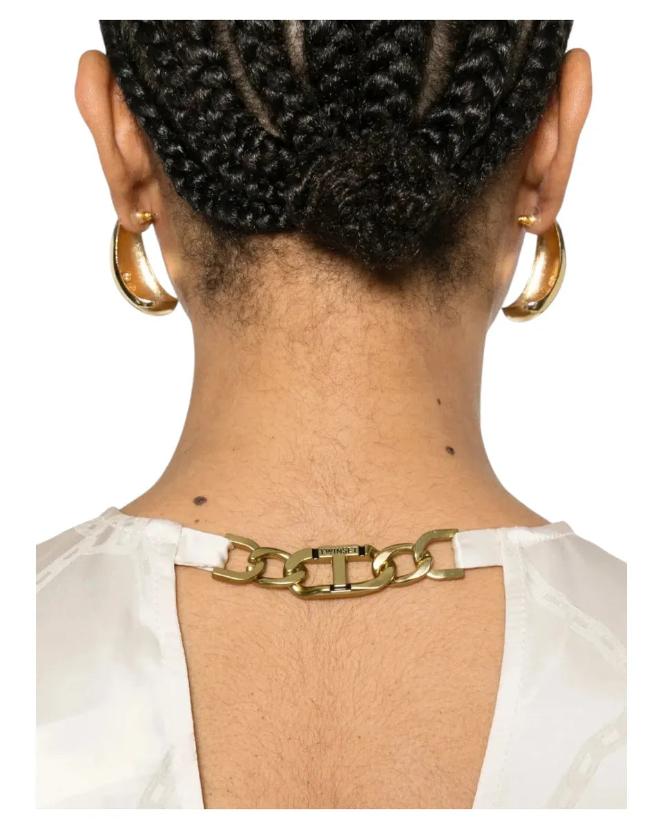 Abito corto beige con placca logo e maniche corte-Twinset-Abiti-Vittorio Citro Boutique