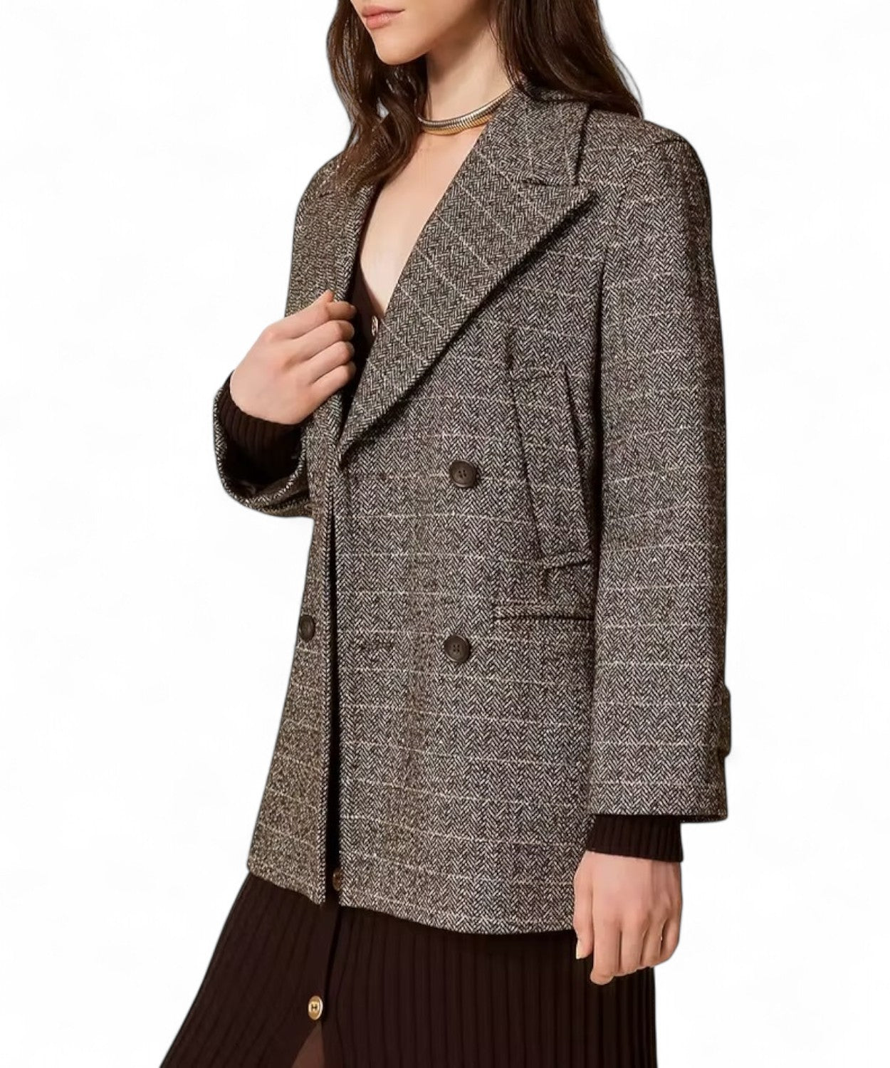 Cappotto Caban Doppiopetto in Misto Lana e Lurex-Twinset-Cappotti-Vittorio Citro Boutique