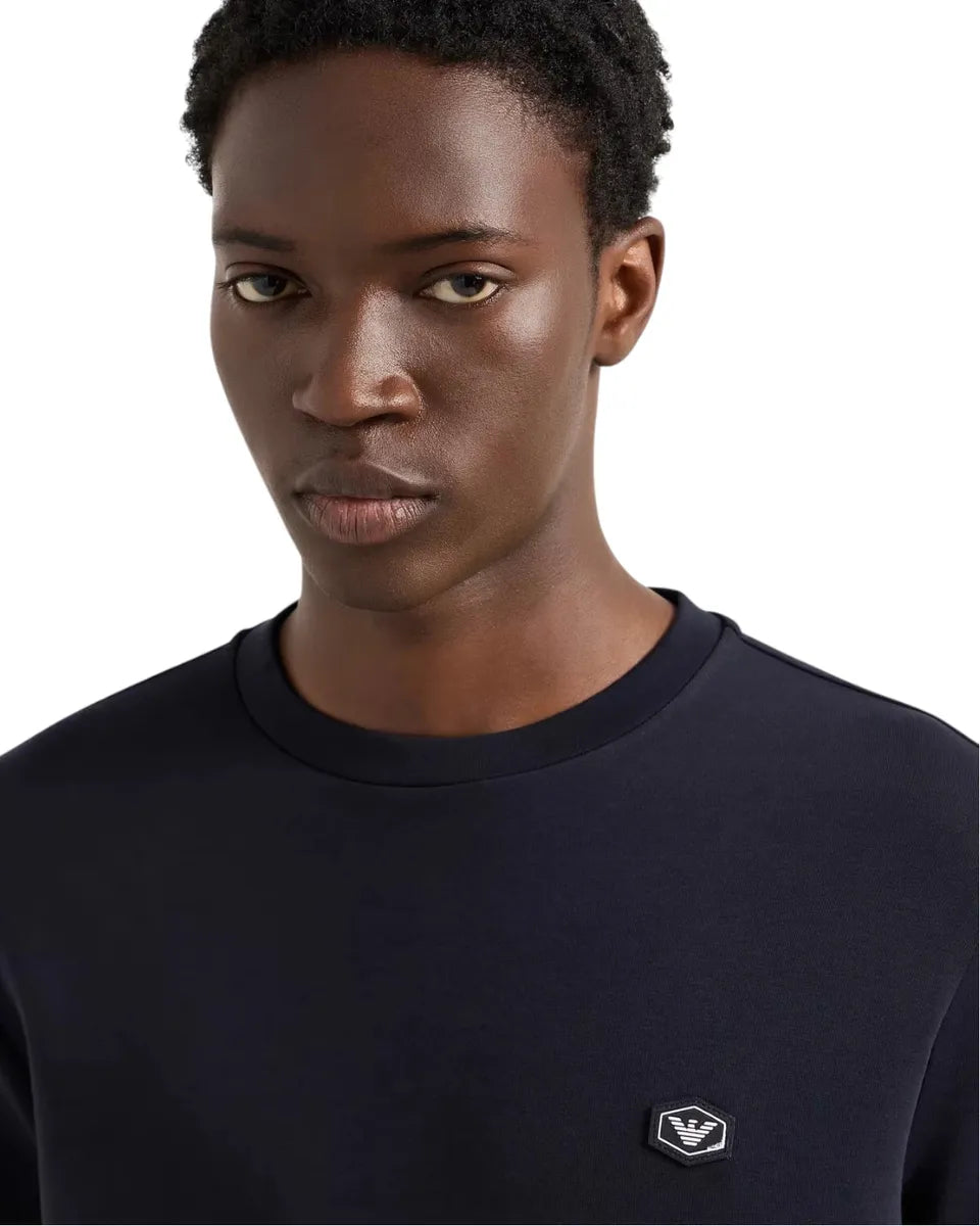 Felpa Girocollo con Micro Patch Logo-Felpe-Emporio Armani-Vittorio Citro Boutique