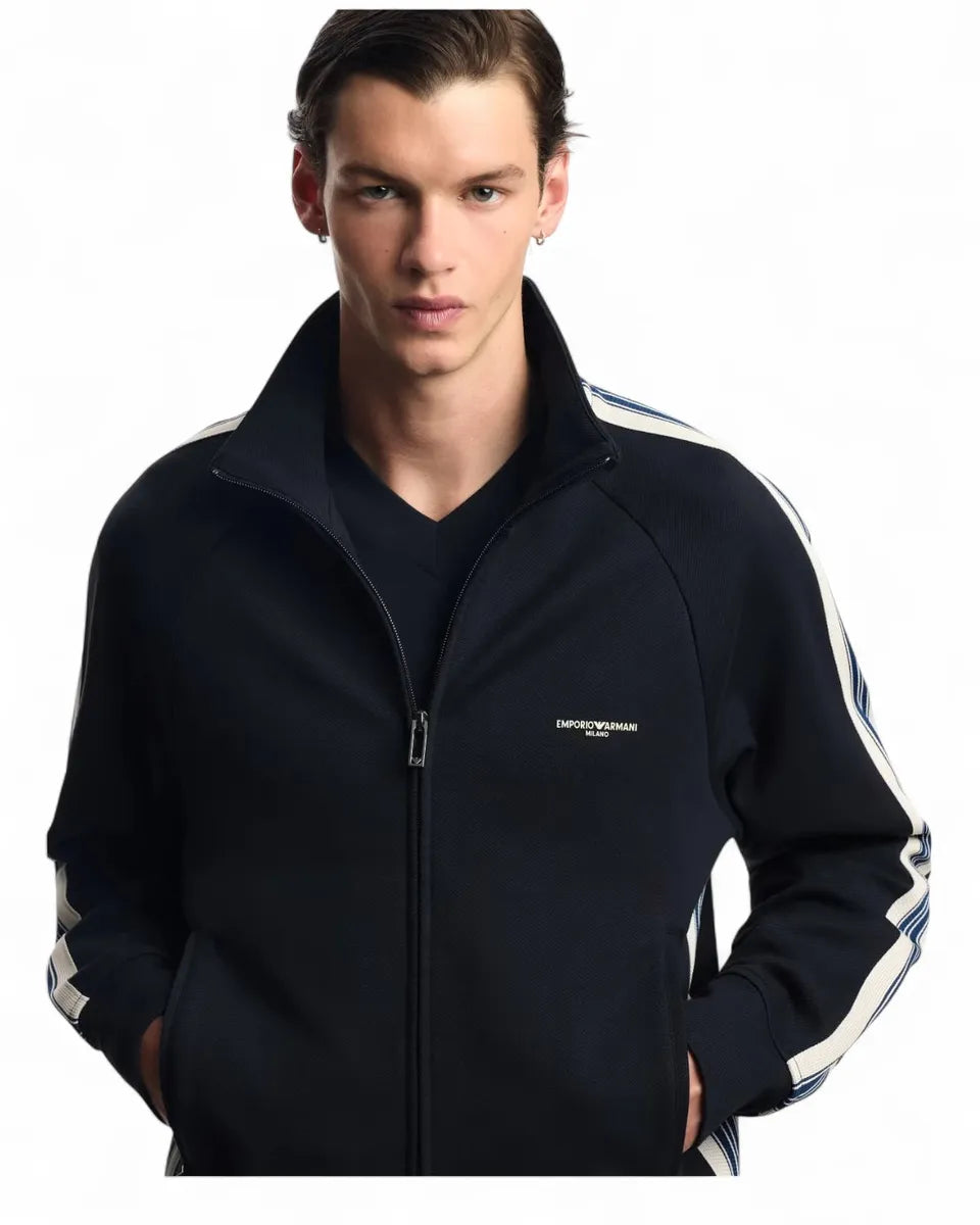 Felpa Full Zip ASV con Bande a Contrasto-Emporio Armani-Felpe-Vittorio Citro Boutique