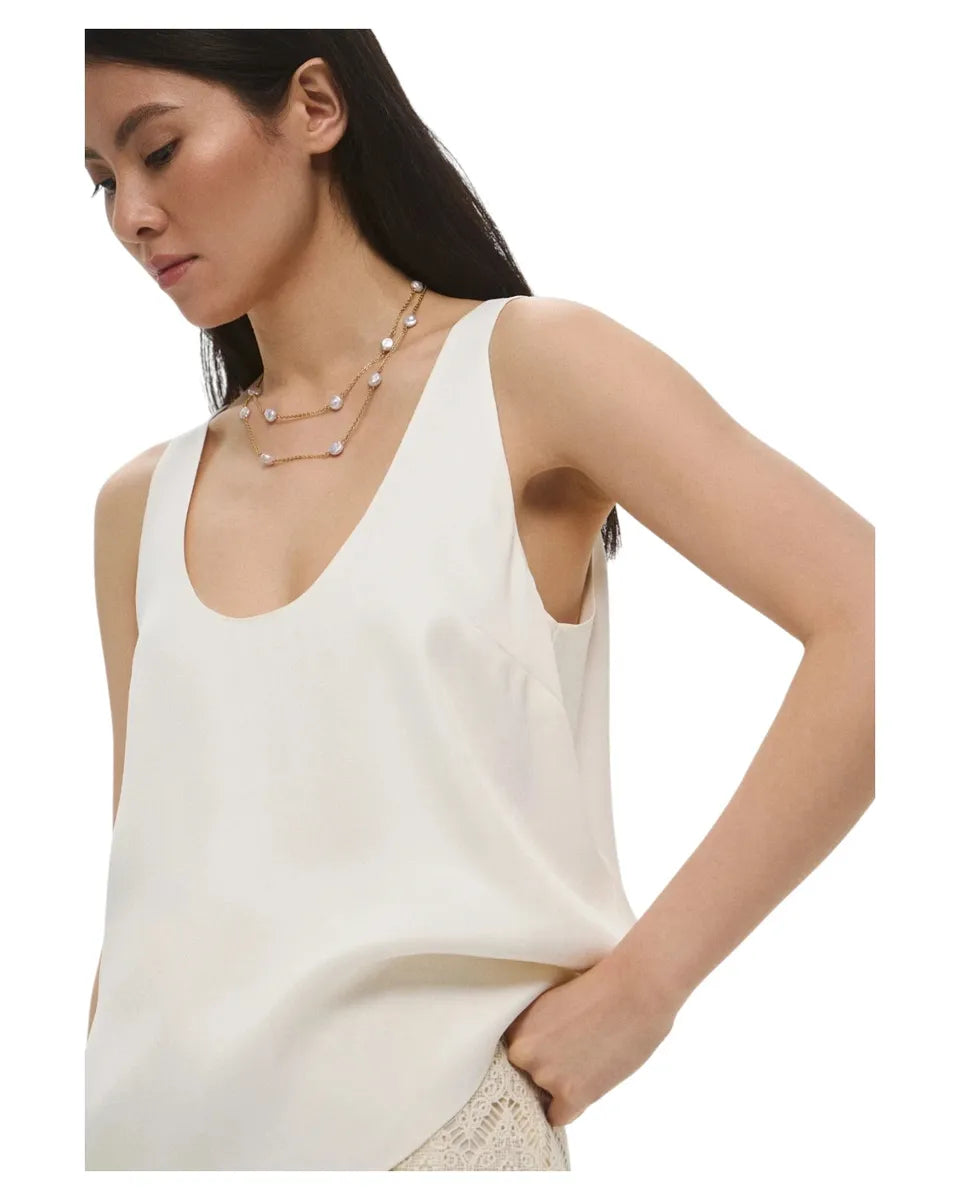 Top in raso lucido con collo tondo-Top-Twinset-Vittorio Citro Boutique