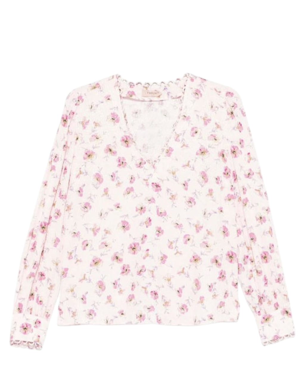 Blouse Femme Twinset en Satin à Motif Floral