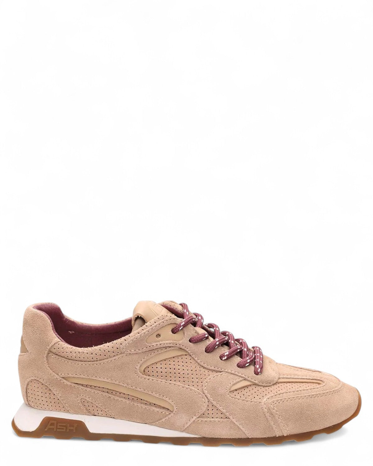 Kasar Suede Ballet Sneaker in pelle scamosciata beige con dettagli traforati e suola in gomma, vista laterale per donna inverno FW26.