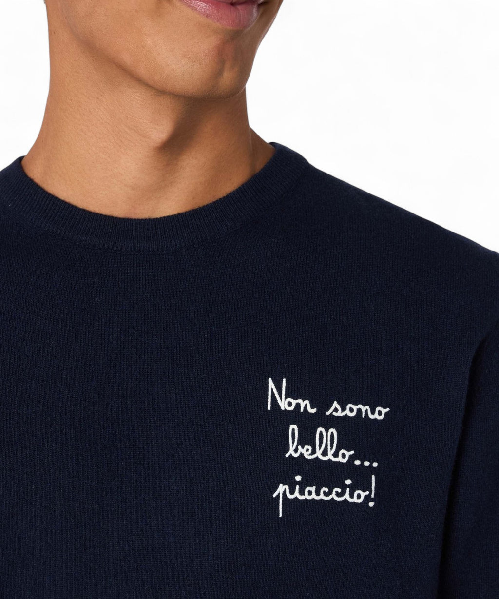 Maglione Heron Light con ricamo "Non sono bello..."-Mc2 Saint Barth-Maglieria-Vittorio Citro Boutique