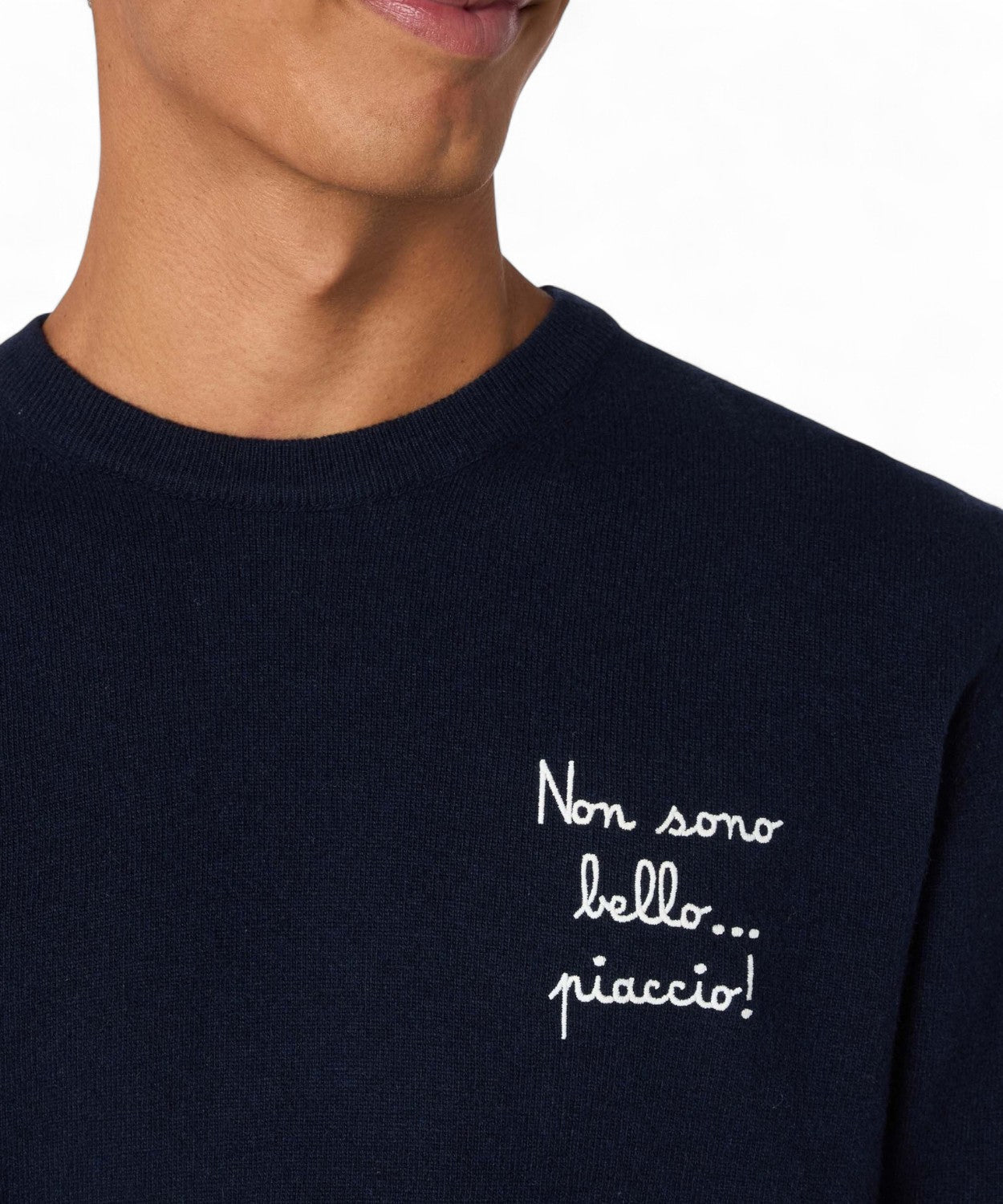 Maglione Heron Light con ricamo "Non sono bello..."-Mc2 Saint Barth-Maglieria-Vittorio Citro Boutique