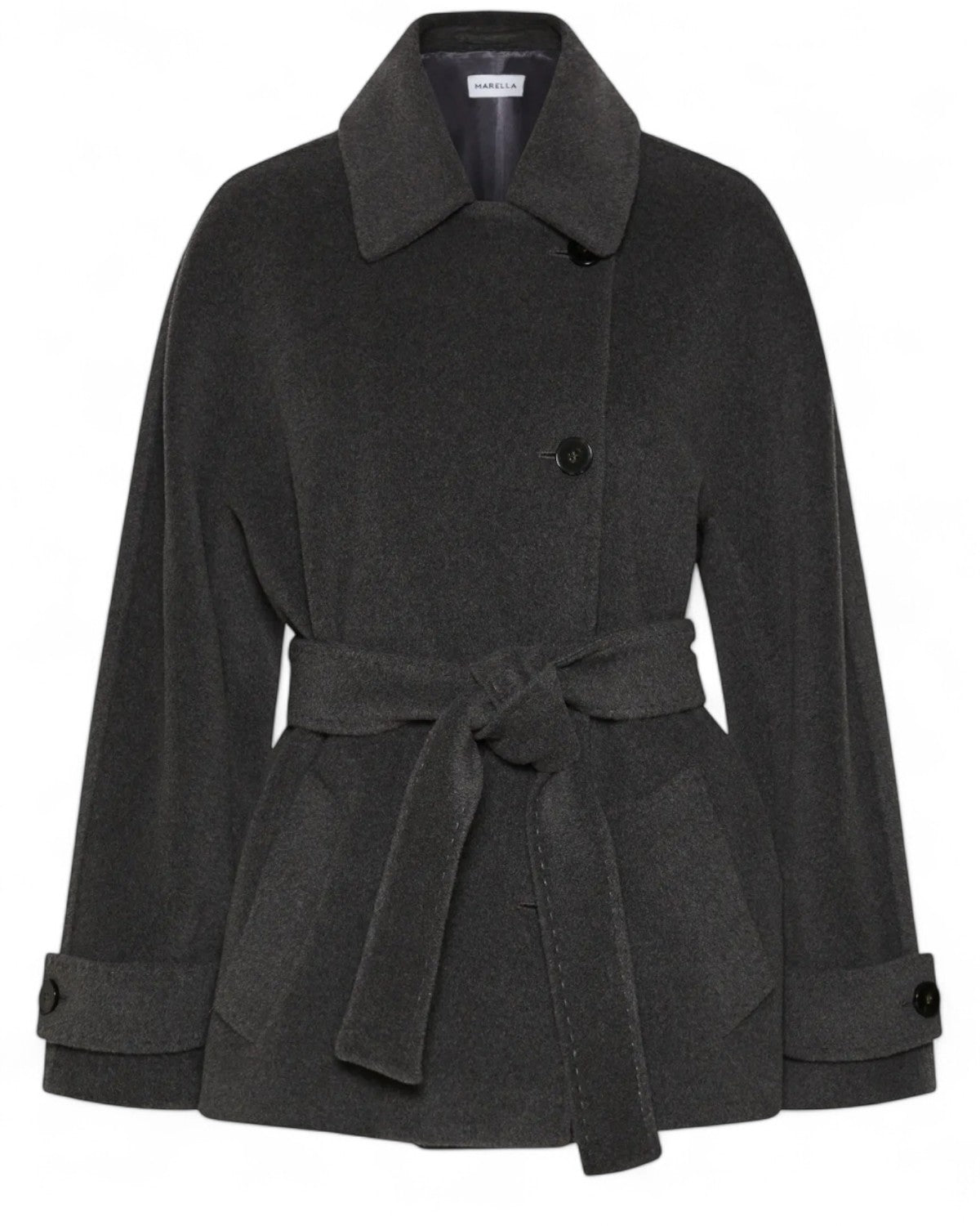 Giaccone in lana con maniche kimono e cintura-Marella-Cappotti-Vittorio Citro Boutique