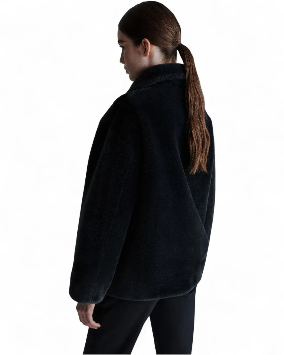 Giacca cocoon reversibile in jersey e tessuto furry-Marella-Pellicce e shearling-Vittorio Citro Boutique