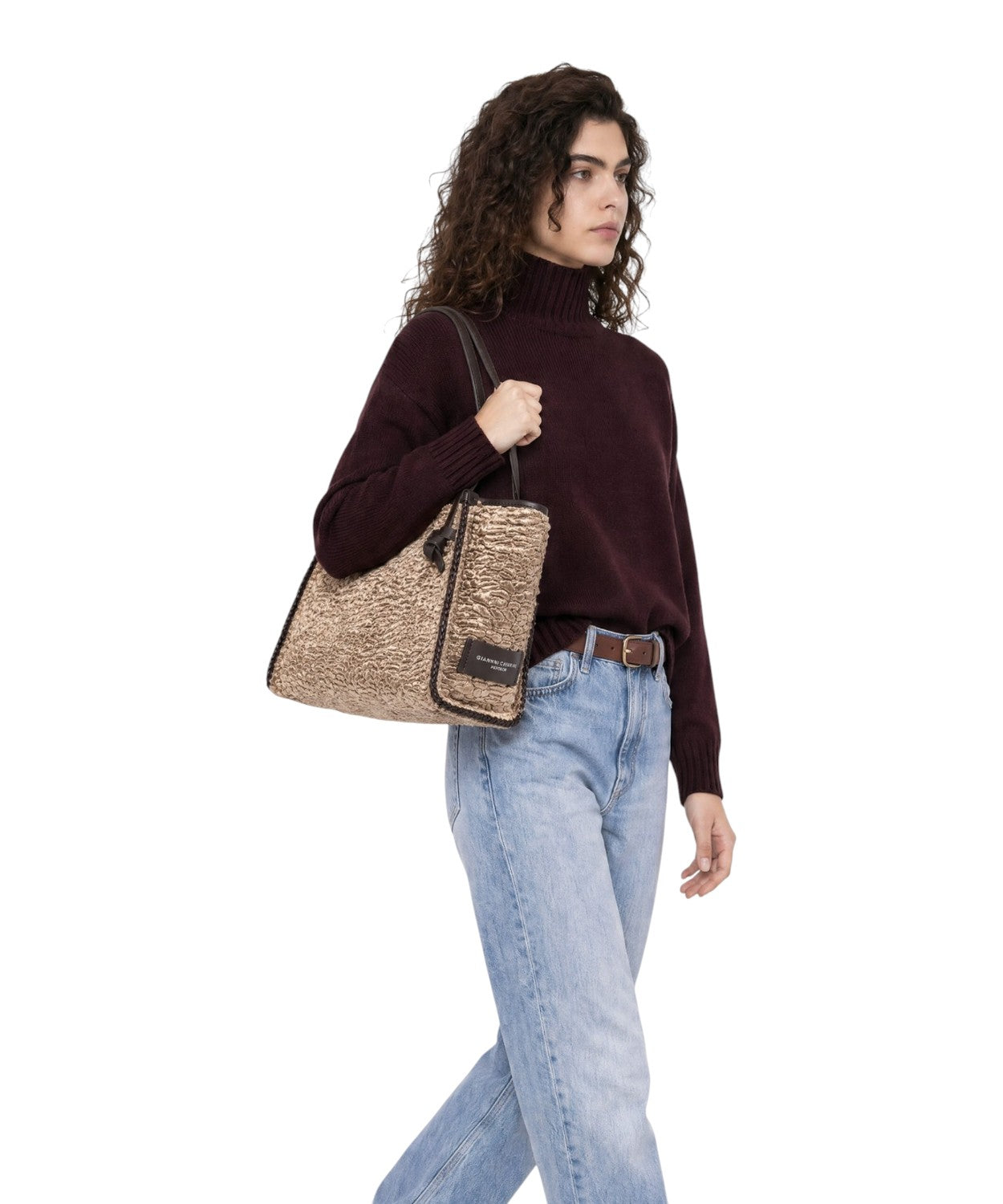 Borsa Marcella Zarina di Gianni Chiarini in in Faux Fur Astrakan