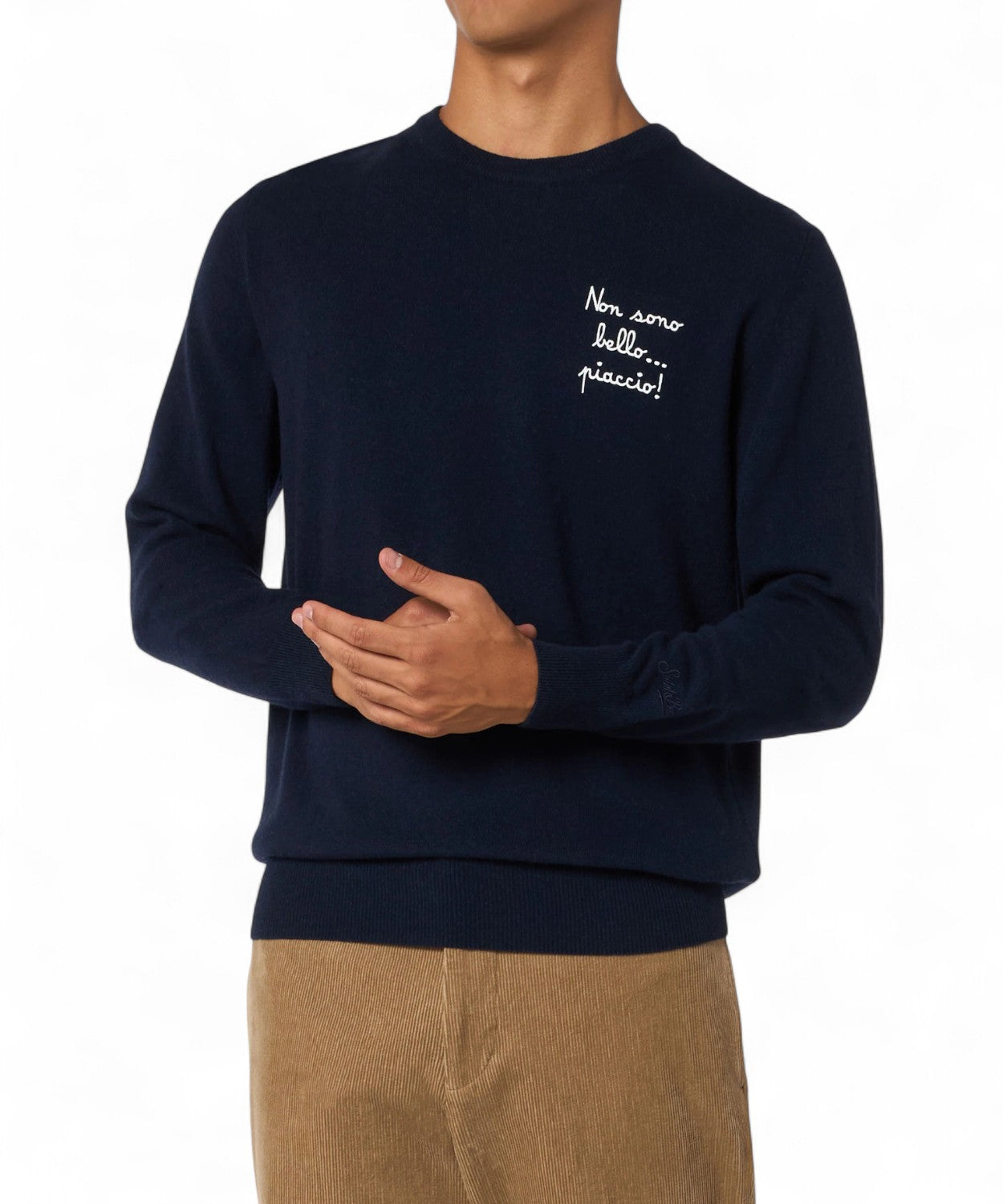 Maglione Heron Light con ricamo "Non sono bello..."-Mc2 Saint Barth-Maglieria-Vittorio Citro Boutique