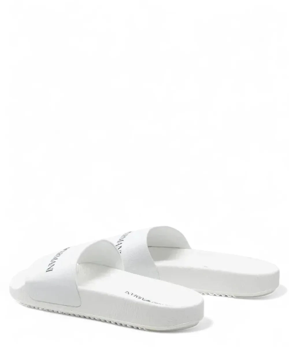 Sliders in pelle martellata con logo-Ciabatte-Emporio Armani-Vittorio Citro Boutique