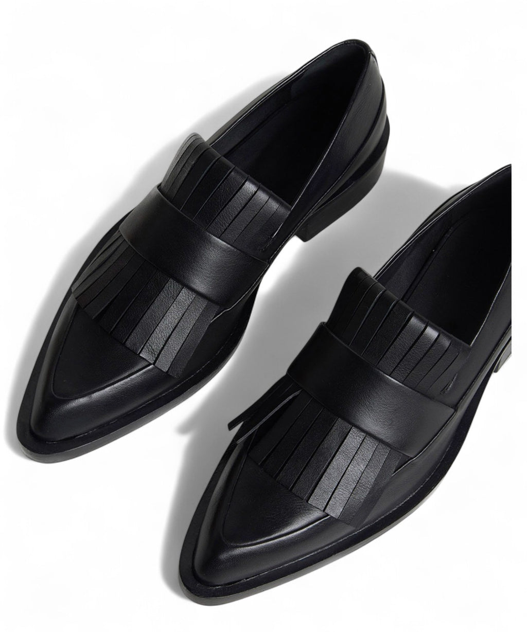 Mocassino a Punta in Pelle con Frange Tacco 3cm-JVAM-Mocassini-Vittorio Citro Boutique