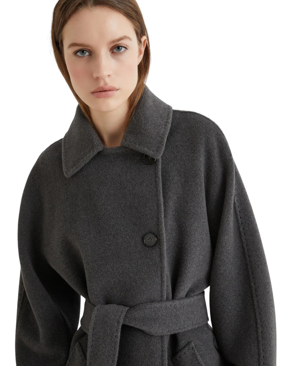 Giaccone in lana con maniche kimono e cintura-Marella-Cappotti-Vittorio Citro Boutique