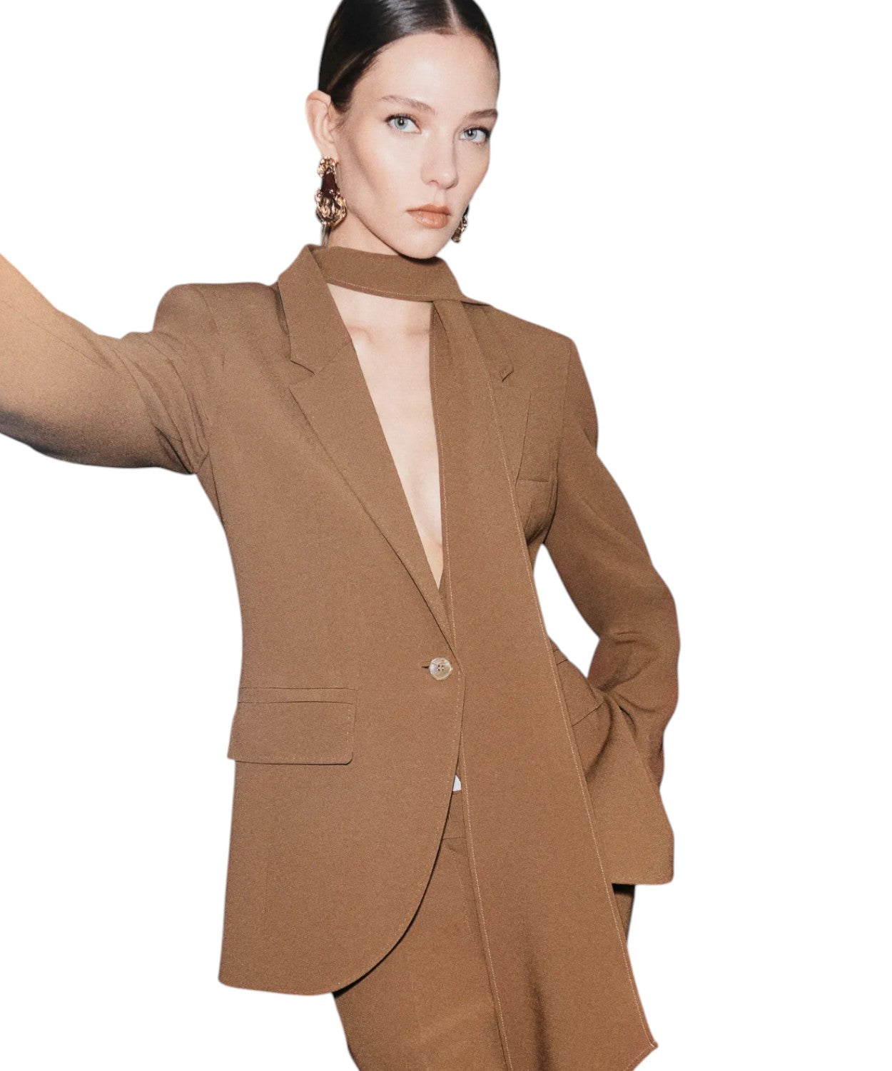 Giacca Elegante in Satin con Sciarpa Coordinata