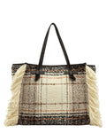 Shopping Bag Marcella effetto plaid con frange-Gianni Chiarini-Borse a spalla-Vittorio Citro Boutique