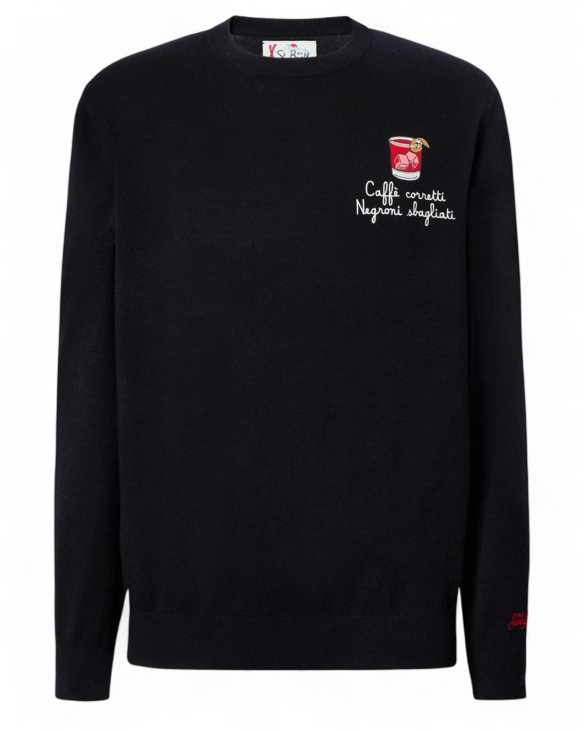 Maglione in misto cashmere con ricamo “Caffè Corretti Negroni Sbagliati”-Mc2 Saint Barth-Maglieria-Vittorio Citro Boutique