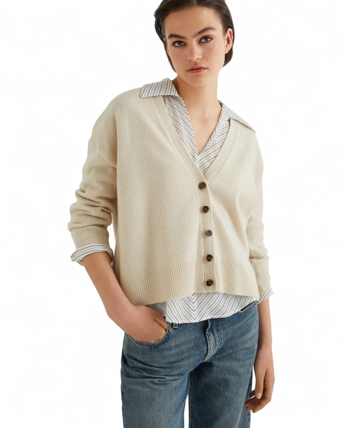 Cardigan in lana e cashmere con fit boxy-Marella-Maglieria-Vittorio Citro Boutique