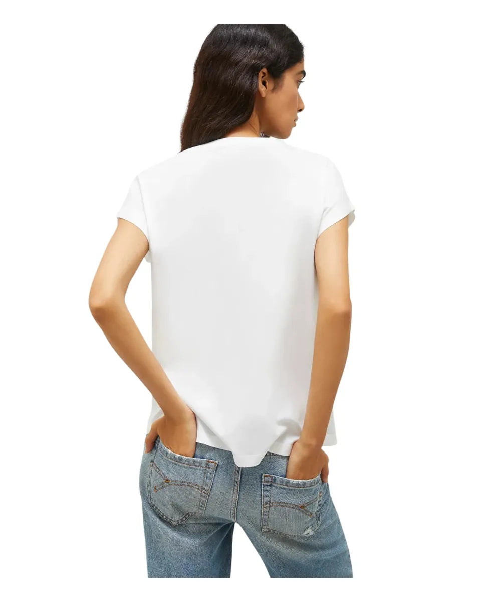 T-shirt Bianco Ottico in Cotone con Fiocco Laterale-Marella-T-shirt-Vittorio Citro Boutique
