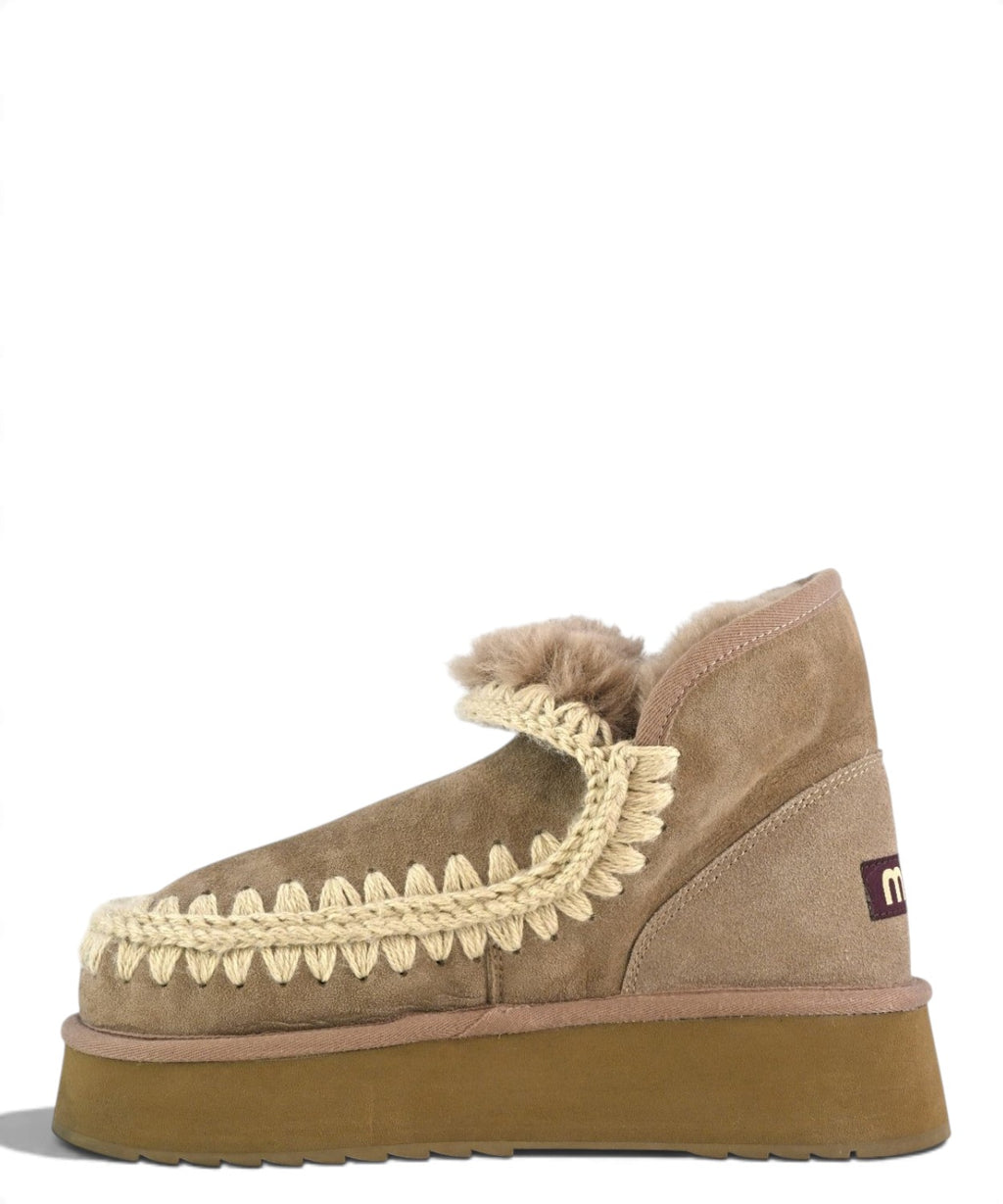 Bottines plateforme Mou Mini Eskimo en daim et peau lainée