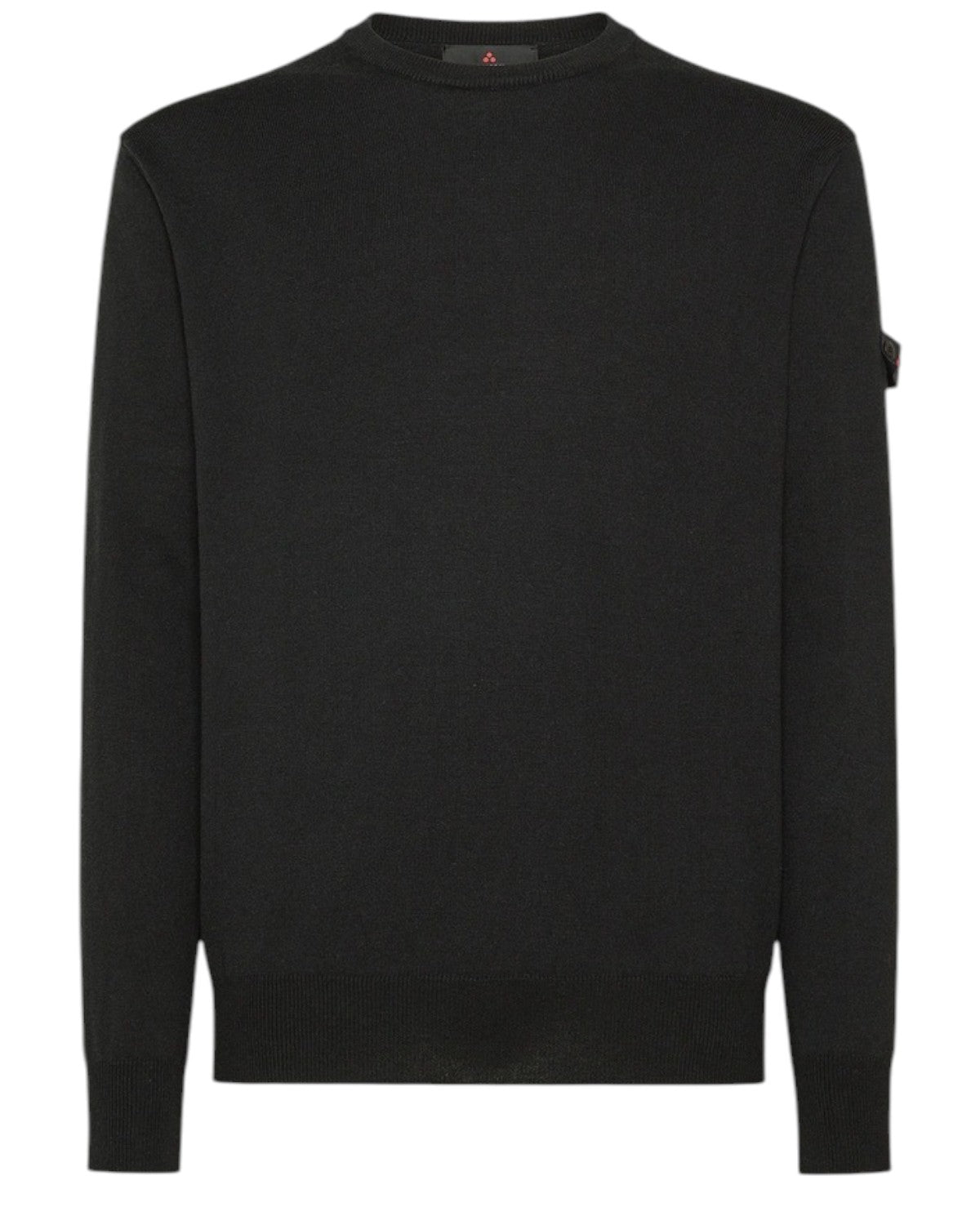 Maglione Peuterey in lana e cotone nero con design minimal e girocollo, ideale per look eleganti e versatili nella stagione FW26.